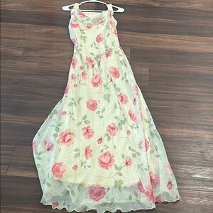 Vintage yellow pink floral dress